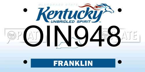 OIN948 Kentucky License Plate