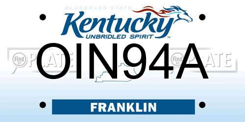 OIN94A Kentucky License Plate