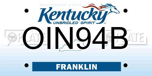 OIN94B Kentucky License Plate
