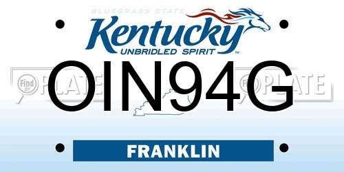 OIN94G Kentucky License Plate