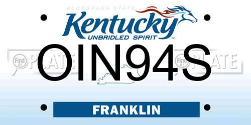 OIN94S Kentucky License Plate