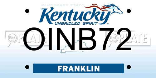 OINB72 Kentucky License Plate
