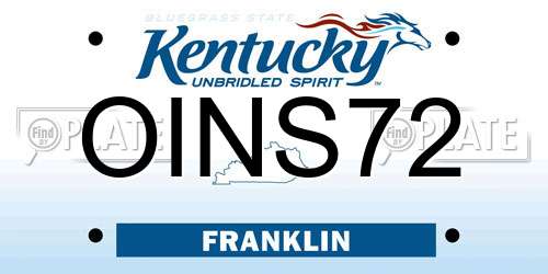 OINS72 Kentucky License Plate
