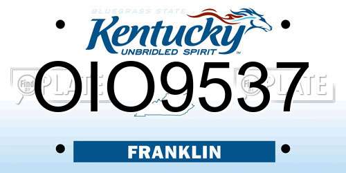 OIO9537 Kentucky License Plate