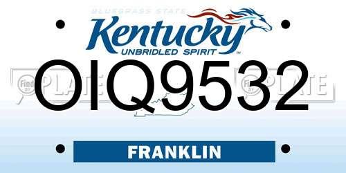 OIQ9532 Kentucky License Plate