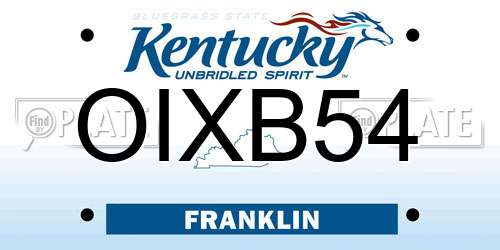 OIXB54 Kentucky License Plate