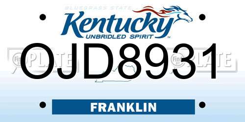 OJD8931 Kentucky License Plate