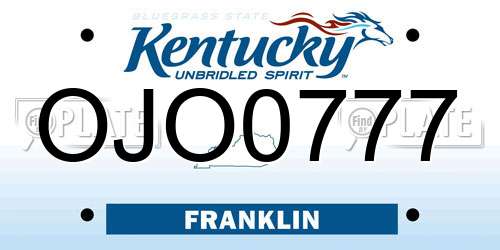 OJO0777 Kentucky License Plate