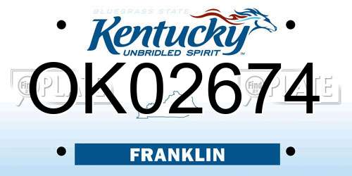 OK02674 Kentucky License Plate