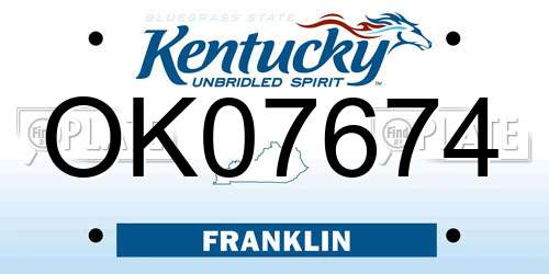 OK07674 Kentucky License Plate