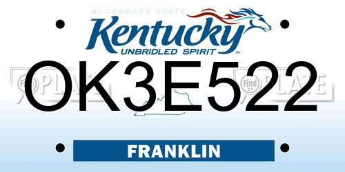 OK3E522 Kentucky License Plate