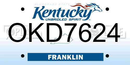 OKD7624 Kentucky License Plate