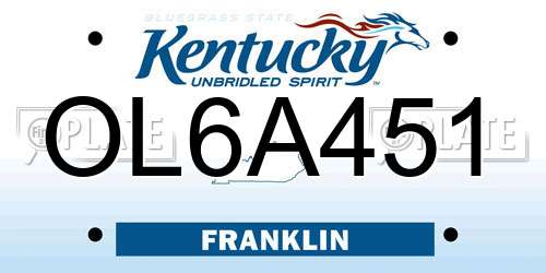 OL6A451 Kentucky License Plate