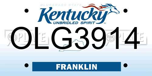 OLG3914 Kentucky License Plate