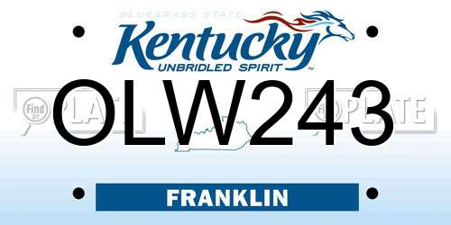 OLW243 Kentucky License Plate