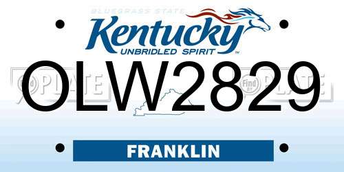 OLW2829 Kentucky License Plate