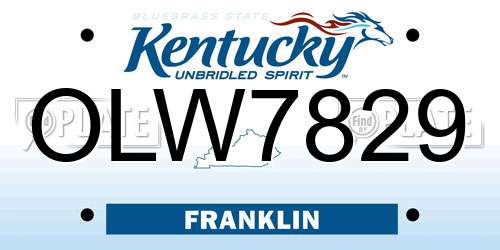 OLW7829 Kentucky License Plate