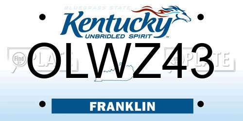 OLWZ43 Kentucky License Plate
