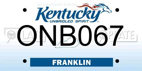 ONB067 Kentucky License Plate