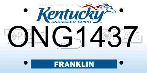 ONG1437 Kentucky License Plate