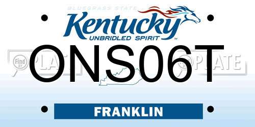 ONS06T Kentucky License Plate