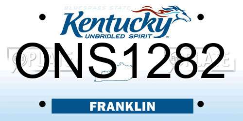 ONS1282 Kentucky License Plate