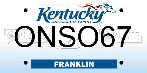 ONSO67 Kentucky License Plate