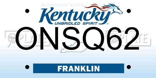 ONSQ62 Kentucky License Plate