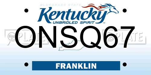 ONSQ67 Kentucky License Plate