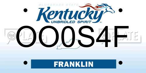 OO0S4F Kentucky License Plate