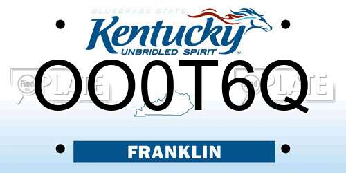 OO0T6Q Kentucky License Plate