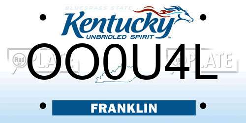 OO0U4L Kentucky License Plate