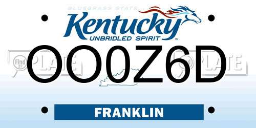 OO0Z6D Kentucky License Plate