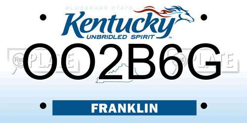 OO2B6G Kentucky License Plate