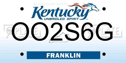 OO2S6G Kentucky License Plate