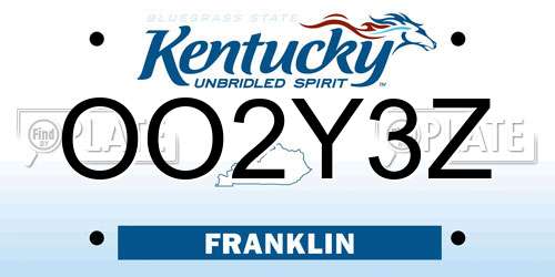 OO2Y3Z Kentucky License Plate