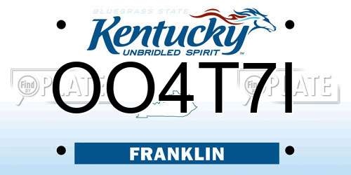 OO4T7I Kentucky License Plate