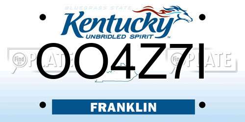 OO4Z7I Kentucky License Plate
