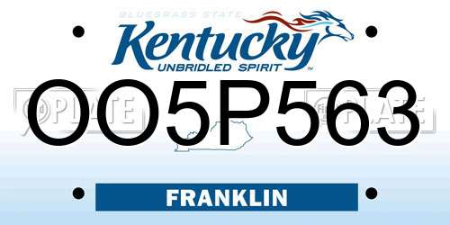 OO5P563 Kentucky License Plate