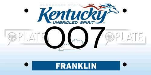 OO7 Kentucky License Plate