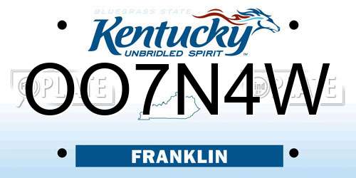 OO7N4W Kentucky License Plate