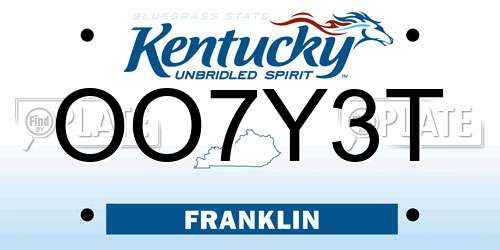 OO7Y3T Kentucky License Plate