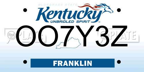 OO7Y3Z Kentucky License Plate