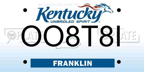 OO8T8I Kentucky License Plate