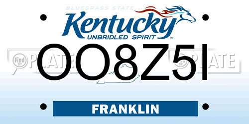 OO8Z5I Kentucky License Plate