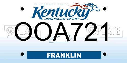 OOA721 Kentucky License Plate