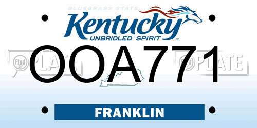 OOA771 Kentucky License Plate