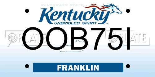 OOB75I Kentucky License Plate