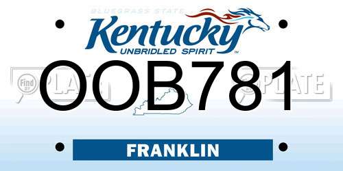 OOB781 Kentucky License Plate
