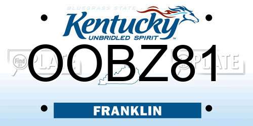 OOBZ81 Kentucky License Plate